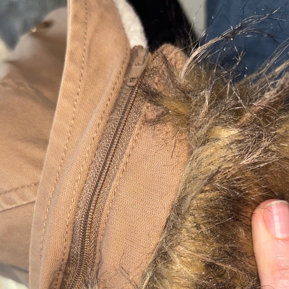 Garage Tan Utility Jacket with Fur Hood - Picture 9 of 9